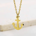 Beautiful Personalized Custom  Style Gold Plated Solid 316L Stainless Steel Anchor Pendant Necklace
