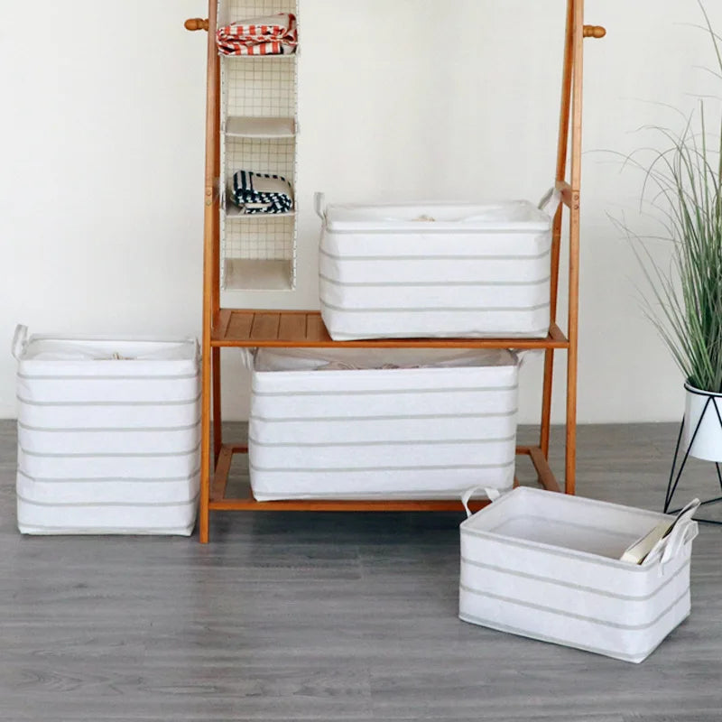 Tianshan Large Capacity Foldable Linen Cotton Storage Box Modern Scandinavian Style PP Drawstring Basket for Clothing Rectangle