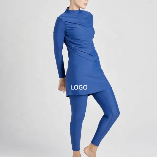 2025 Custom Wholesale Women's Burkinis +Legging+Turban 3 Pieces Set Waterproof Fabric Swimsuit