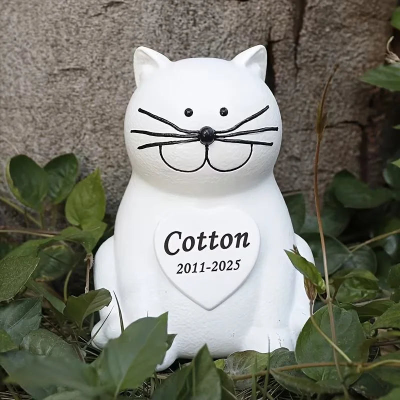 Customized Anime White Kitten Resin Statue Hand-Painted Irregular Shape Fashion Animal Model Commemorative Figurine Beloved Pets