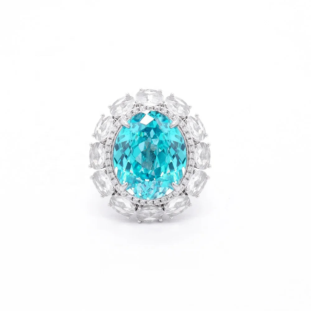 High Quality 925 Silver Three-Piece Jewelry Set Synthetic Paraiba Tourmaline Gemstone for Weddings Gifts for Cocktail Parties