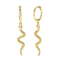 Nagosa Wholesale Jewelry 18k Gold Vermeil 925 Sterling Silver Texture Snake Dangle Hoop Earrings