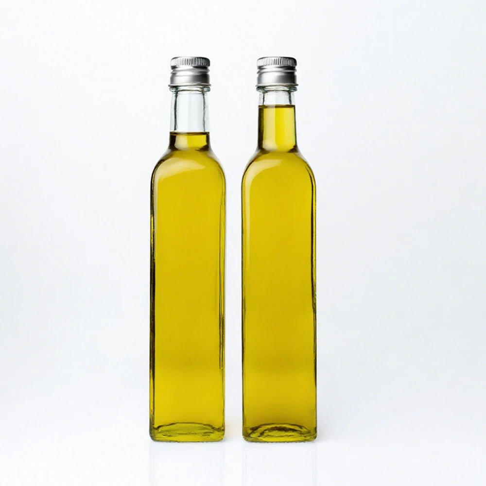 Food Grade 100ml 250ml 500ml 750ml 1000ml Empty Square Round Clear Antique Glass Cooking Oil Bottle Olive Oil Bottle With Cap
