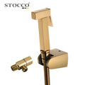 STOCCO Eco-Friendly Modern Toilet Shattaf Spray Bidet Set PVC Hose Brush Golden Finish 5 Year Bathroom Accessories