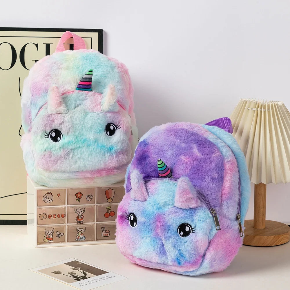 Women's Cheap Cartoon Backpack Plush Design Big Eyes Zipper Cute Student Schoolbag Closure for Girls Featuring Polyester Lining