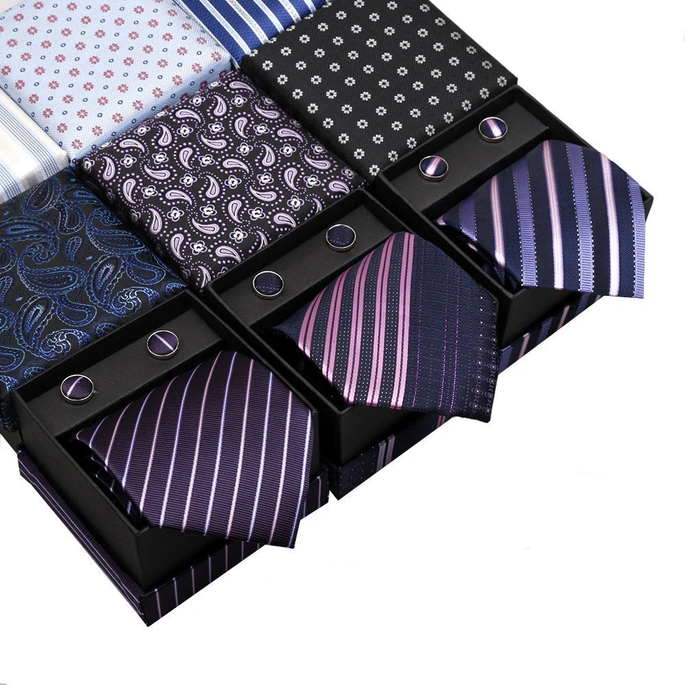 Tie Set Gift and Pocket Square Polyester Necktie Neckties Manufacturers Custom Woven Label 100% Polyester Mens Ties Men