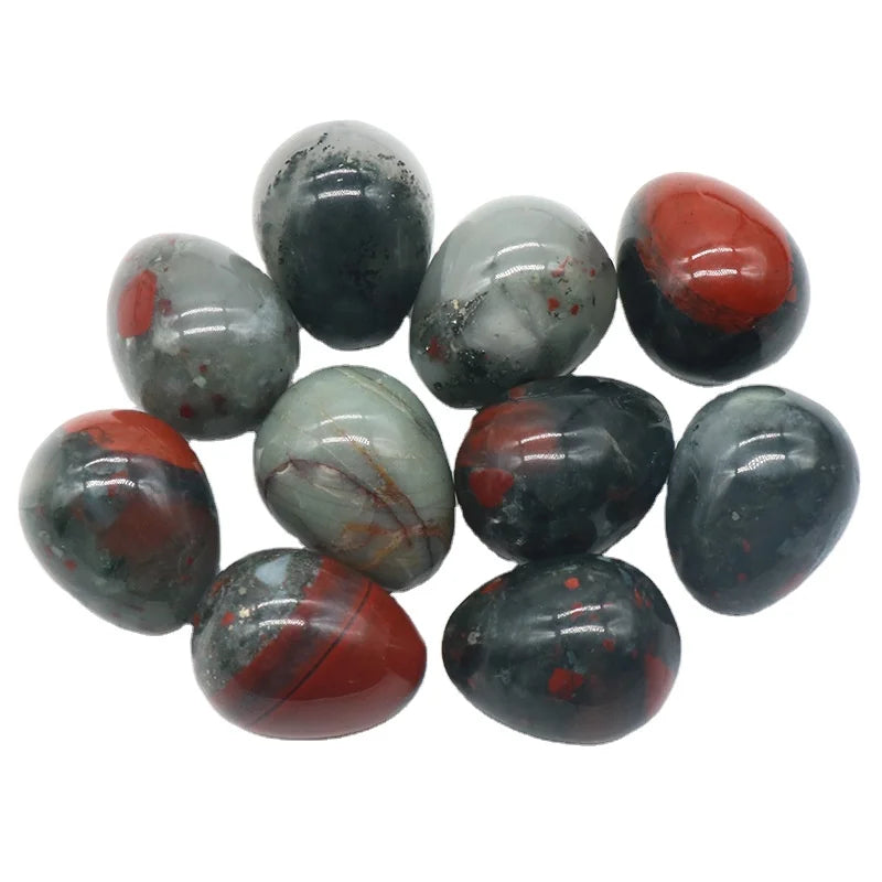 HZ High Quality Healing Gemstone Africa Blood Stone Mini Crystal Egg Shape Healing Stones for Decoration