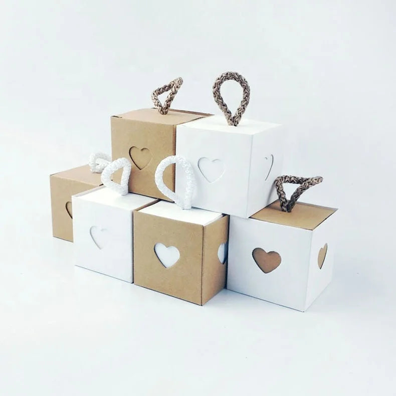 Custom Printed Small White Luxury Party Invitation Favors Sweet Packaging Wedding Gift Chocolate Box Candy Box With Ribbon