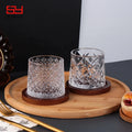 Stocked Premium Crystal Slanted Rocking Whisky Glass Gift Set With Wood Base