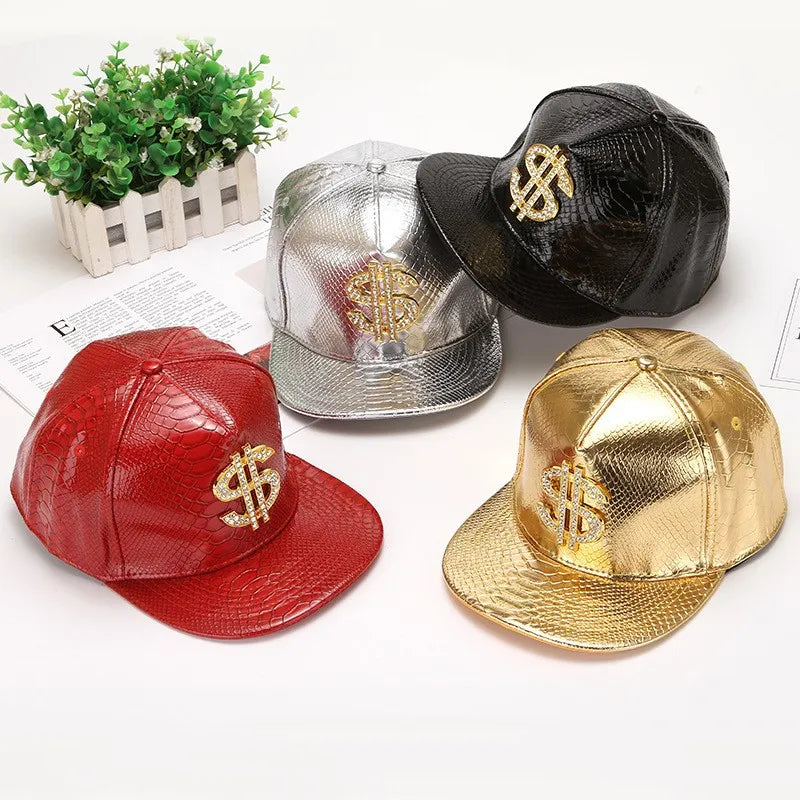 Wholesale Fashion Metal Logo Badge Custom Design Hand Made Metal Logo Crocodile Skin Snakeskin Leather Snapback Hats Cap