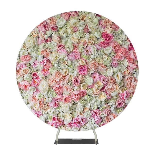Factory Custom Supply White Circle Party Round Event Backdrop Stand Tension Fabric Display Cover Pedastals Sets