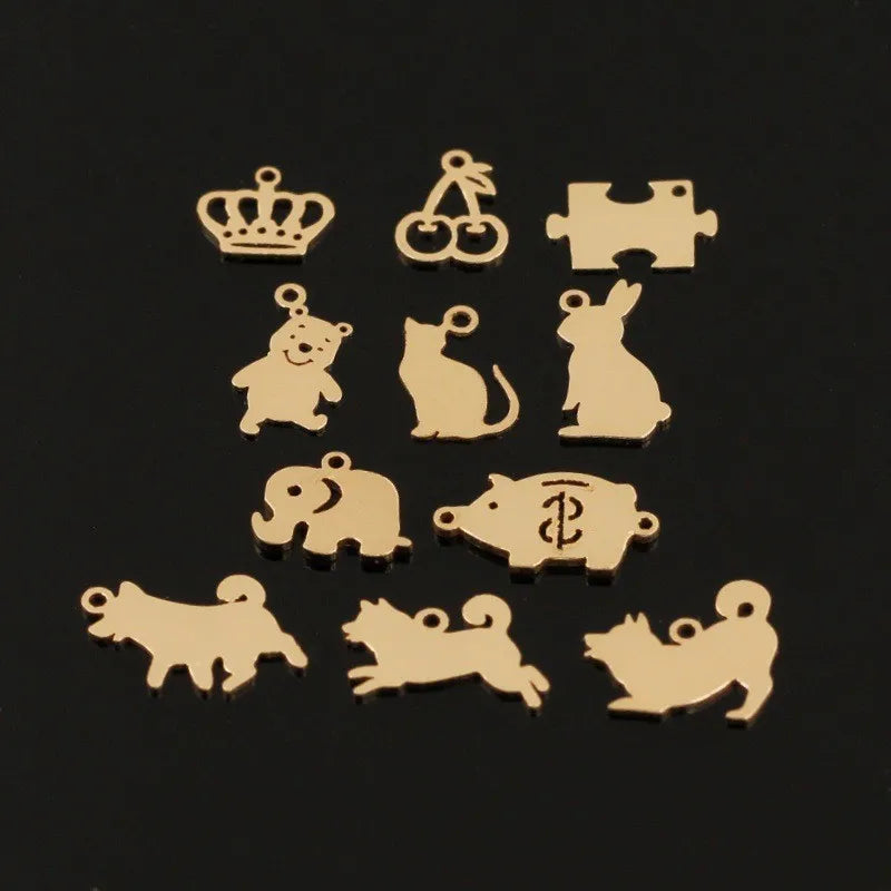 Timy 14k Gold Filled Animal Elephant Pig Charms Pendants for DIY Custom Permanent Jewelry Bracelet Making Accessories