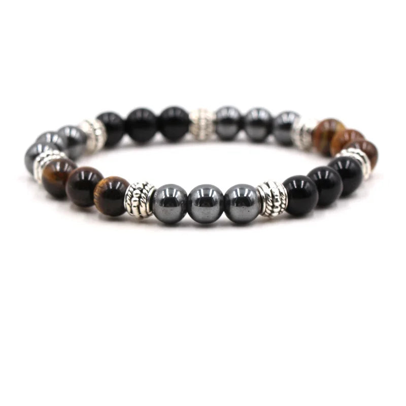Pulsera De Hematites 8mm Natural Stone Hematite Beads Bracelet Pulsera Ojo De Tigre Charm Beads Original Tiger Eye Bracelet
