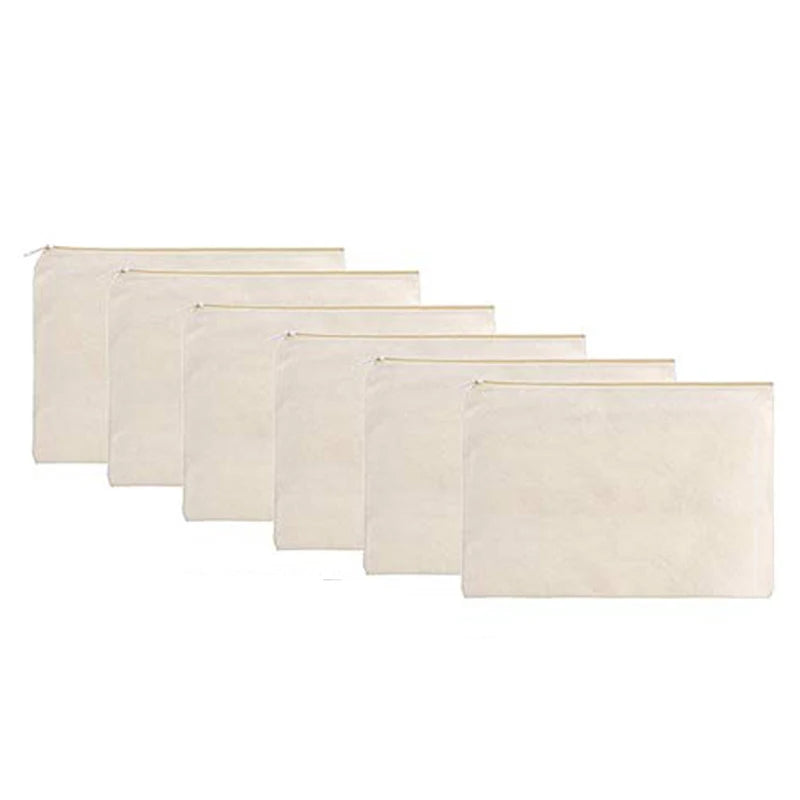 Wholesale Custom Travel Cosmetics Learning Stationery Storage Blank Cotton Canvas Zippered Pouch Bag