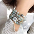 Trendy Matte Frosted Natural Stone Beaded Bracelet with Simple round Disc Lotus Flower Pendant for Parties Gifts Christian Style
