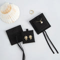 8*8cm Luxurious Black Jewelry Packaging Pouch Embossed Microfiber Suede Envelope Package Bags with Rope and Insert Pad Factory