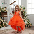 Western Style High-end Girls Wedding Dress Long Tail Kid Evening Princess Dress for 2-12 Years Old Elegant Children Party Dress
