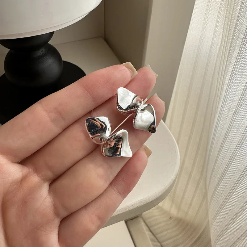 INS Fashion 925 Sterling Silver Geometric Twist Chunky Stud Earrings Women Boutique Jewelry
