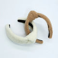 New Arrivals Brown and White Crystal Custom Pearl Sherpa Headbands for Women Elegant Thick Warm Headband Women Luxury Headband