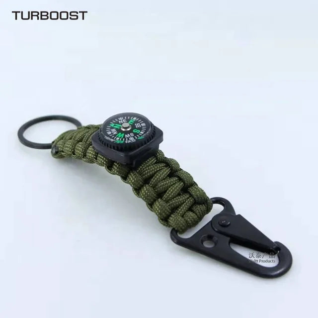 TURBOOST Umbrella Rope Compass Climb Keychain Tactical Survival Tool Carabiner Hook Cord Backpack Buckle Outdoor Style