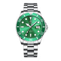 Glenaw Luxury Sport Analog Display Dive Watch for Men Quartz Watch Aluminium Bezel Alloy Case Stainless Steel Band Glass Dial