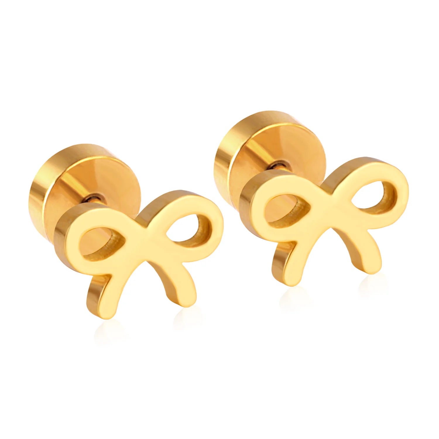 Bow Earrings 18K Gold Plated Classic Hypoallergenic Stainless Steel Jewelry Screw Stud Earring Ear Stud Jewelry Bowknot Earrings