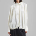 Enyami Vintage Elegant Boutique Pleated Casual Loose Shirt Female Long Sleeve Sense Top Class Blouse Shirts