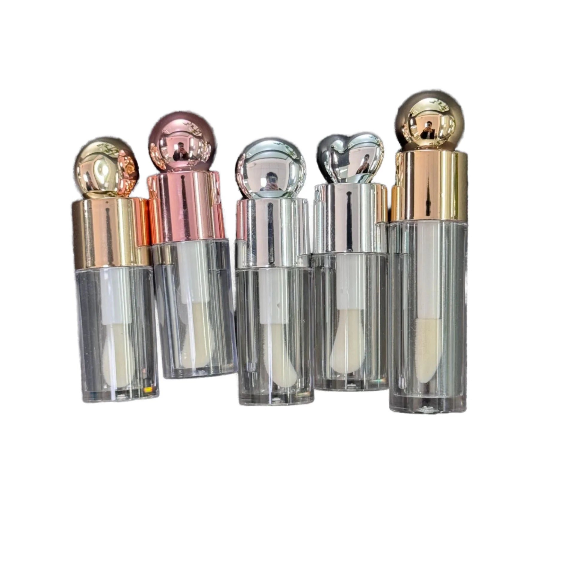 Large Butterfly Brush Head Lip Gloss 4ml Round Tube with Ball Top Empty Honey Honey Honey with Split Bottle Stock Blush Use