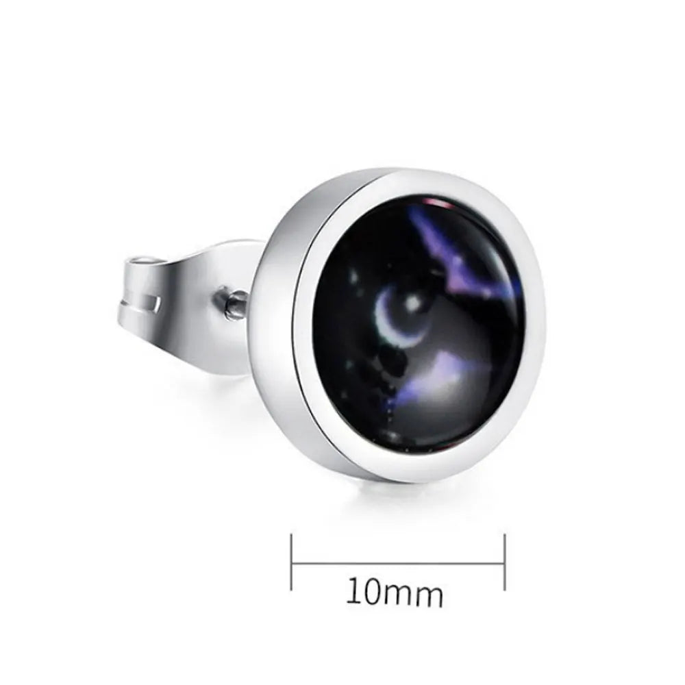 Fashion Lucite Stainless Steel Glow in the Dark Zodiac Sign Stud Earring Men Earrings Jewelry