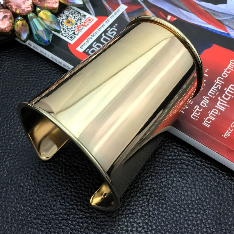 Minimalist Designer Glossy Surface Alloy Cuff Bracelets for Women Multiple Styles Fashion Opened Bangle Accessories