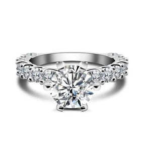 Factory Wholesale Silver 925 Original 3 Carat Brilliant Cut Pass Diamond Test D Color Moissanite Wedding Ring for Women