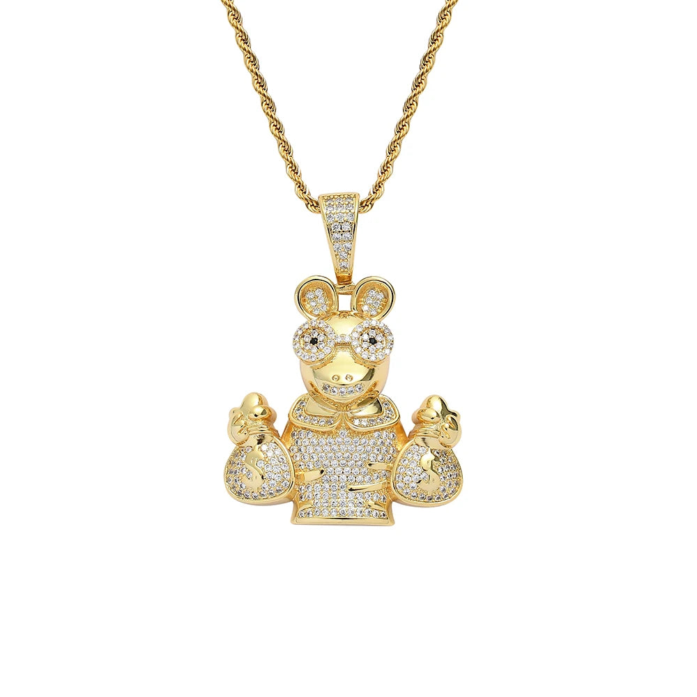 CN348  Brass Setting CZ  Pendants Hip Hop Necklace Bling Bling Jewelry