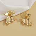 Women's 18K Gold Plated Geometric Irregular Flower Stud Earrings Hoop Jewelry Design