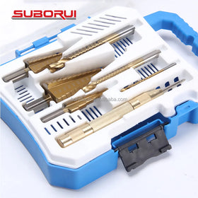 SUBORUI New Design Titanium Coated 7 Pcs HSS Step Drill Bit Set Brocas Escalonada De Metal for Wood Plastic Metal
