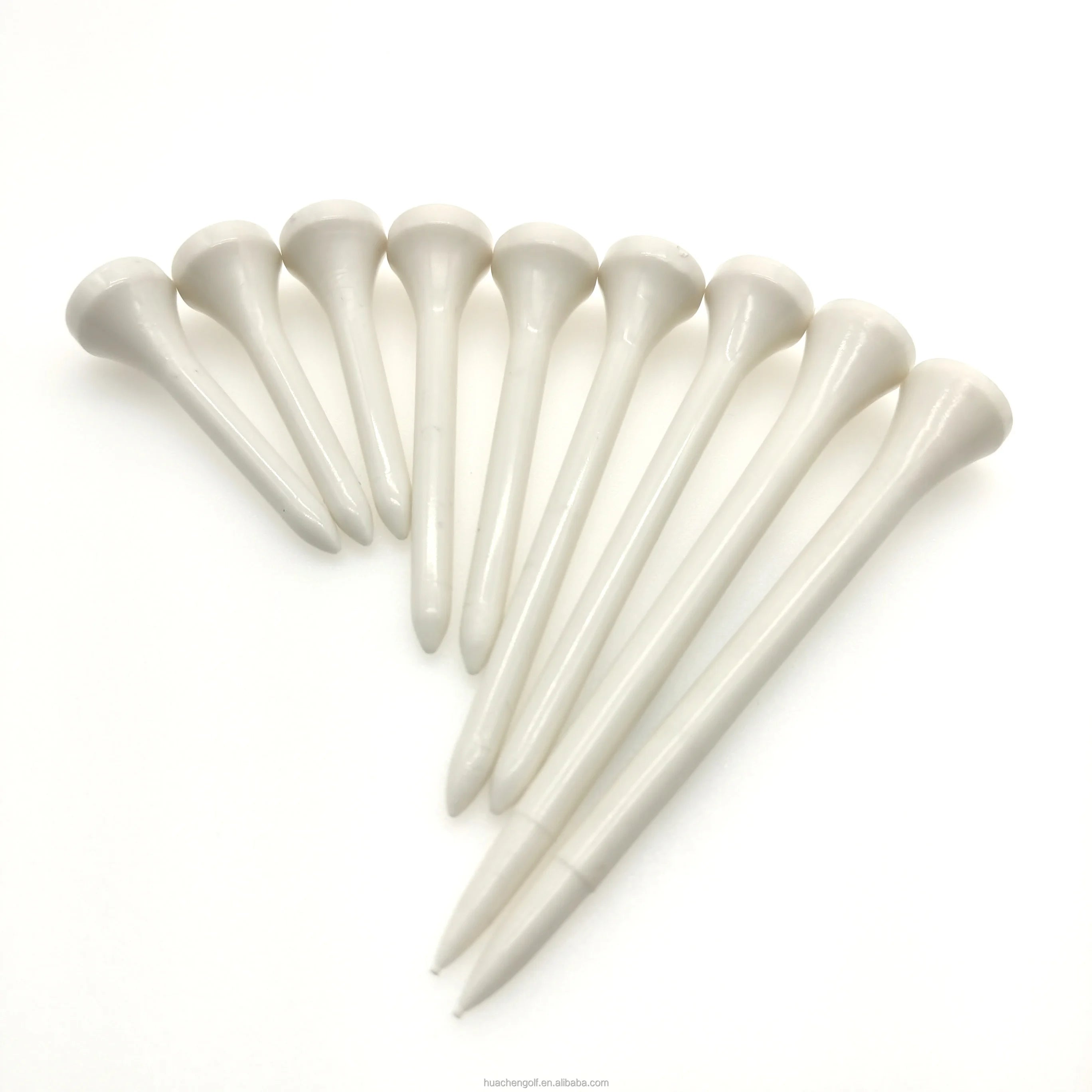 Bulk Packed White Regular Shape Plastic Golf Tees Custom Logo Printed Plain Design Multi-Size