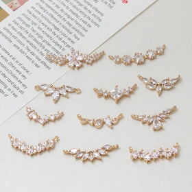 Wholesale 5mm 7mm Zircon Charms Willow Leaf Lace Collar Double U Shape Pendant for DIY Necklaces Bracelets Ankles Accessories