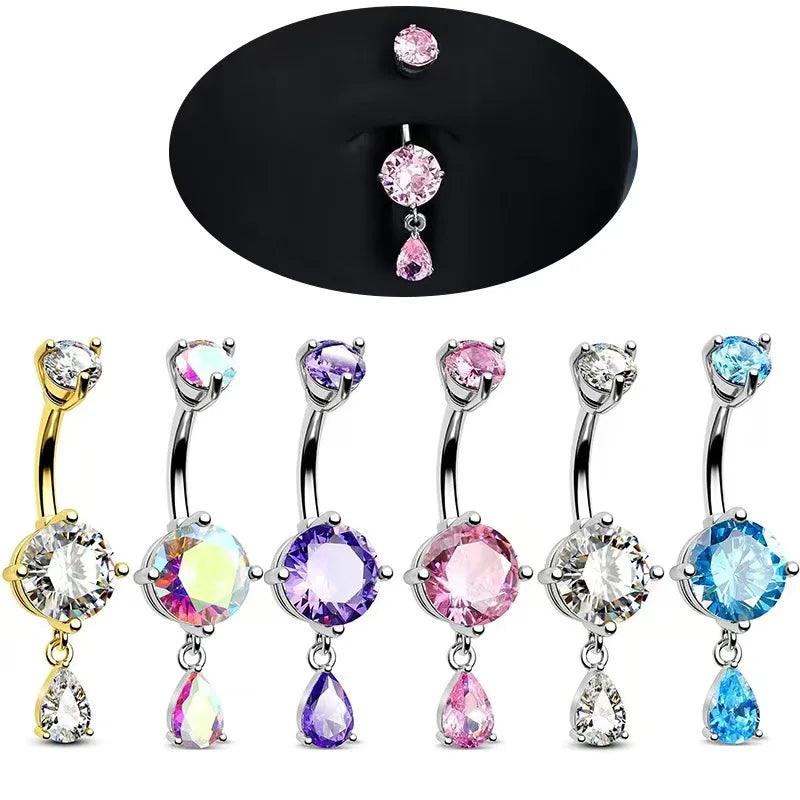 Belly Rings 316L Surgical Steel Belly Button Piercing Jewelry Teardrop Navel Ring for Women Belly Piercings