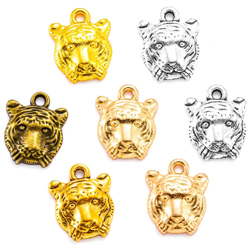 5 Colors tiger Charms Antique Pendants for Jewelry Making Necklace Bracelet Accessories Findings 15*12mm D9265
