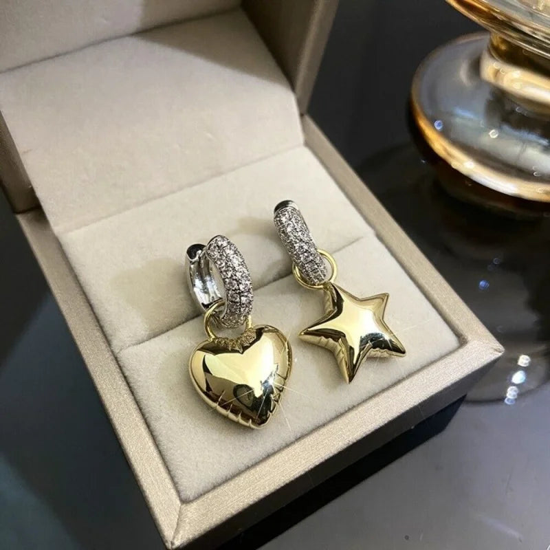 New Heart Shiny Cubic Zirconia Cute Earring Heart Earrings Drop Dangle Earrings