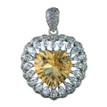 Charming Rhodium Plated 925 Silver Jewelry Natural Citrine Heart Pendant for Women Birthday Gift