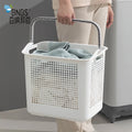 Europe 2021 New Style Large Plastic Laundry Storage Basket Simple Cheap PP Handles White Gray Toy for Clothing Wholesale