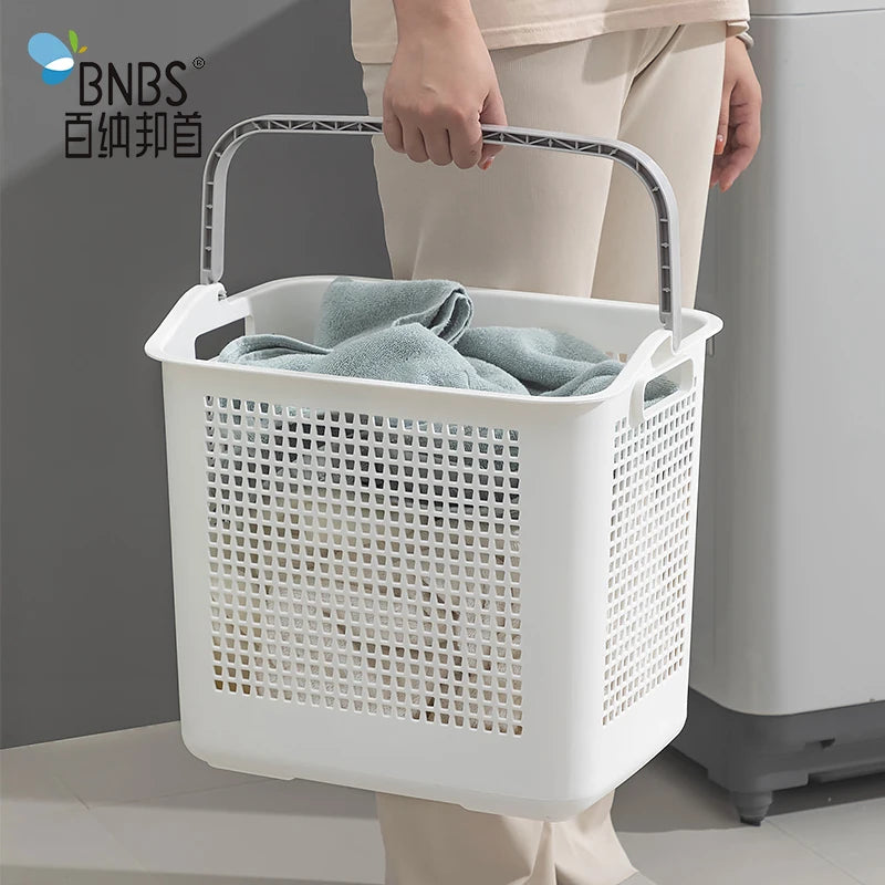 Europe 2021 New Style Large Plastic Laundry Storage Basket Simple Cheap PP Handles White Gray Toy for Clothing Wholesale