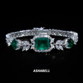 Deluxe New 925 Sterling Silver Emerald CZ 7A Zircon Full Diamond Bracelet Trendy Stylish Wedding Gift for Women