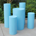 Wedding Supplies Round Dessert Stand Cylinders Blue Metal Plinth Display for Wedding Party Event Centerpiece Decoration