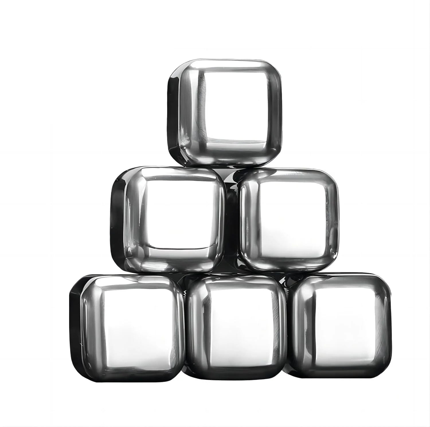 Single Stainless Steel 304 Food Grade Reusable Silver Whiskey Stones Ice Cubes Frozen Tartar Hot Selling Support Customization