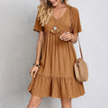 Summer European and American Dress Loose Casual Short-sleeved Waist Elegant Women's Dress