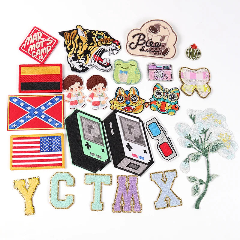 Custom Logo Designer Large Animal Embroidery Chenille Flag Patches 3D Flower Letter Eco-Friendly Iron-On Patch for Hat & Cloth