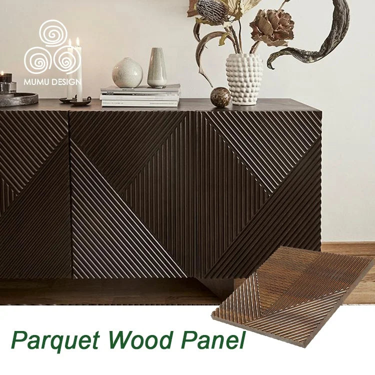 MUMU 3D Solid Oak Timber Board Fluted Wallboard Cladding Decorative Wood Wall Panel for Background Wall