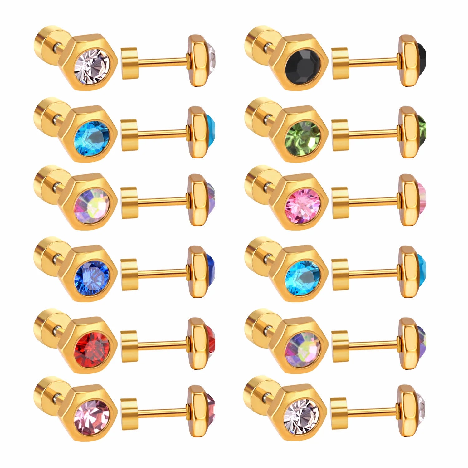 New Arrived Earrings Triangular Zircon Mixed Color Earrings Type Women Earring Sets for Sale
