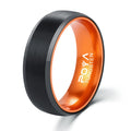 POYA Jewelry 8mm Men's Tungsten Carbide Black and Orange Wedding Band Engagement Ring Anodized Aluminum Interior Comfort Fit